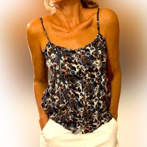 American eagle flowy, button up, spaghetti strap, peplum tank top size S